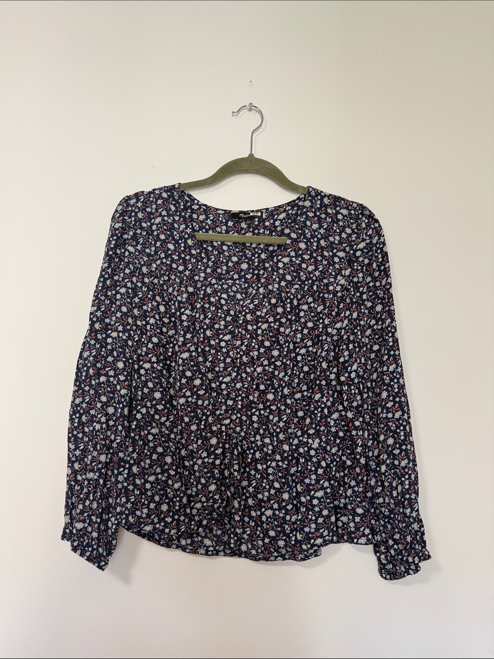 Madewell Navy Floral Peasant Blouse